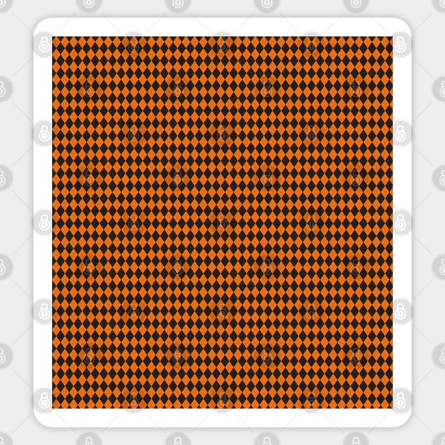 Halloween Black and Orange Argyle Pattern Diamond Checks Sticker by squeakyricardo